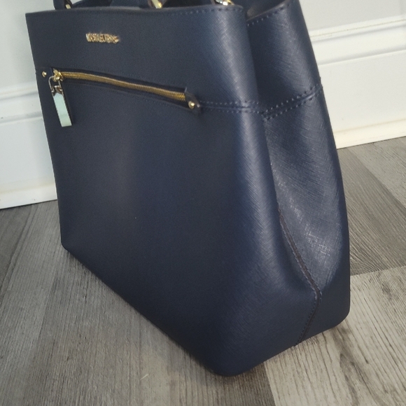 Michael Kors Blue Satchel with Gold Accents - Picture 3 of 13